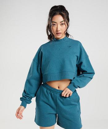 Dámské Accessories Gymshark Rest Day Sweats Cropped Pullover Šedé Blankyt | CZ 3779CTV